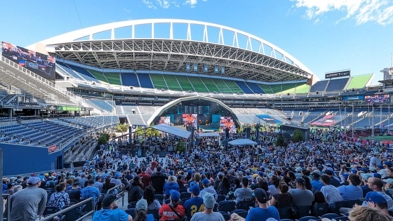 Stage and spectators at the 2023 MLB Draft held at Lumen Field in Seattle during All-Star week